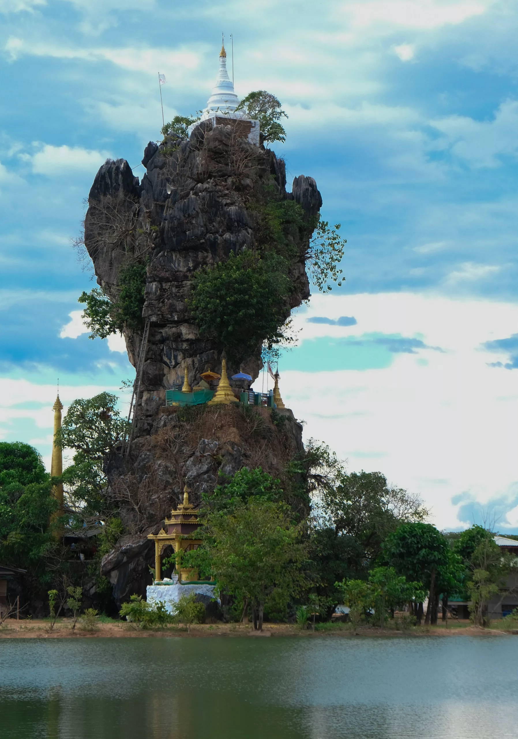 Kyauk Ka Lat Pagoda on a hill Myanmar