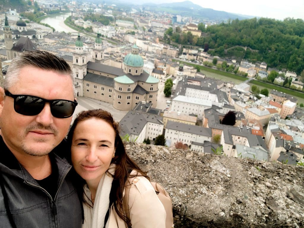 Happy travellers in Salzburg