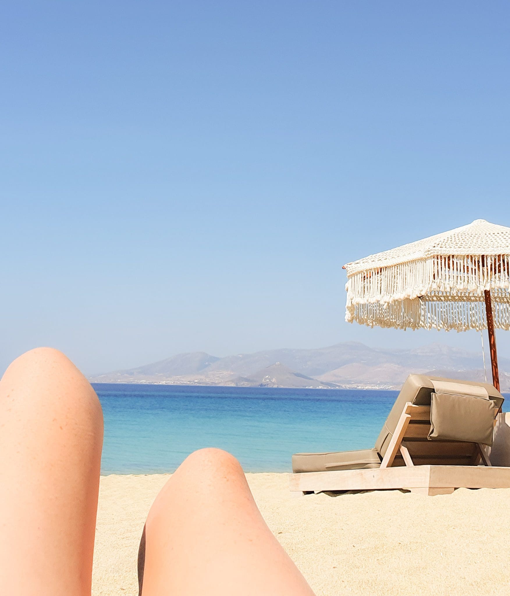 Sunbaking on Agios Prokopios beach, Naxos