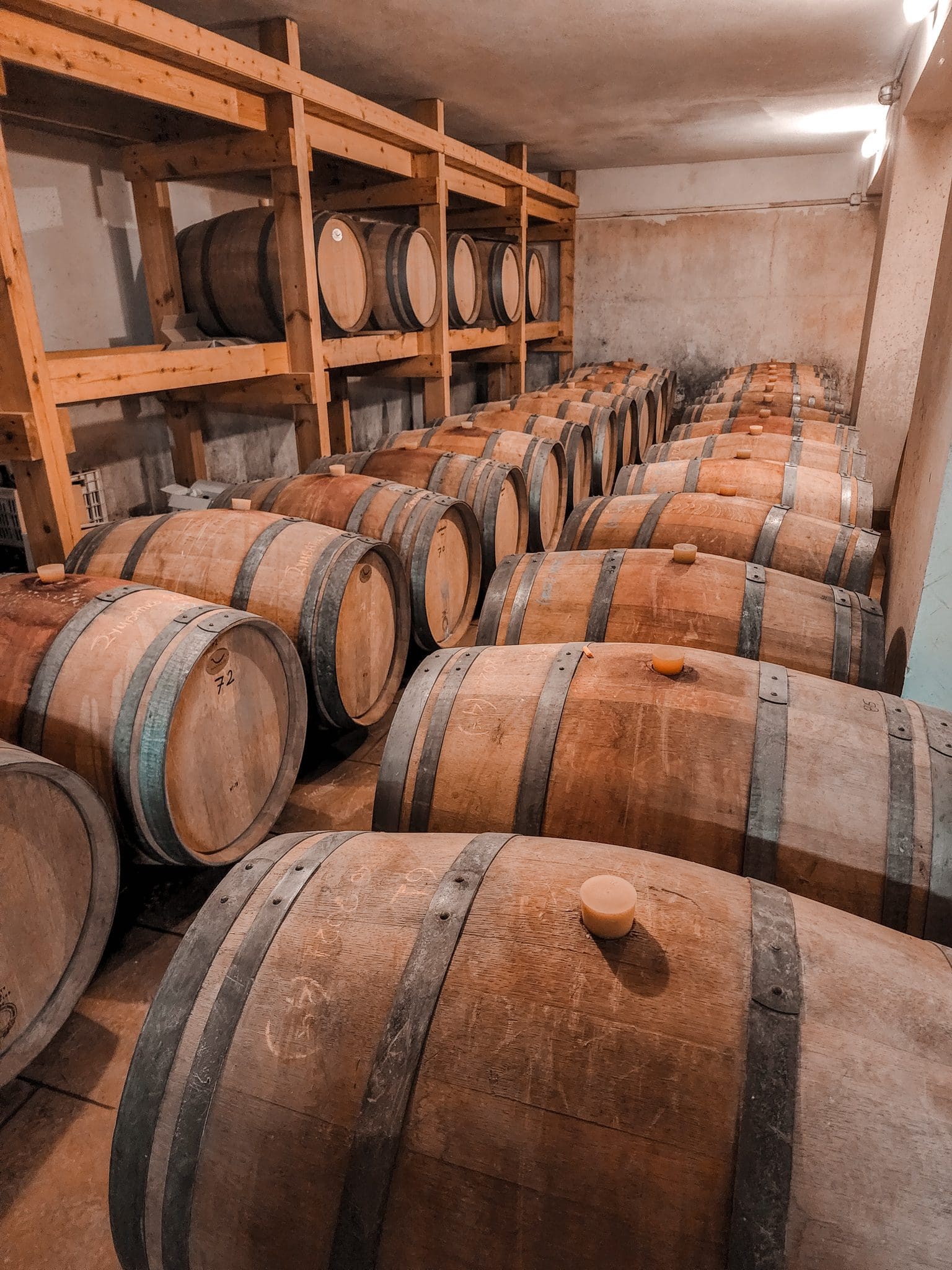 Wine barrels at Sclavos Wines