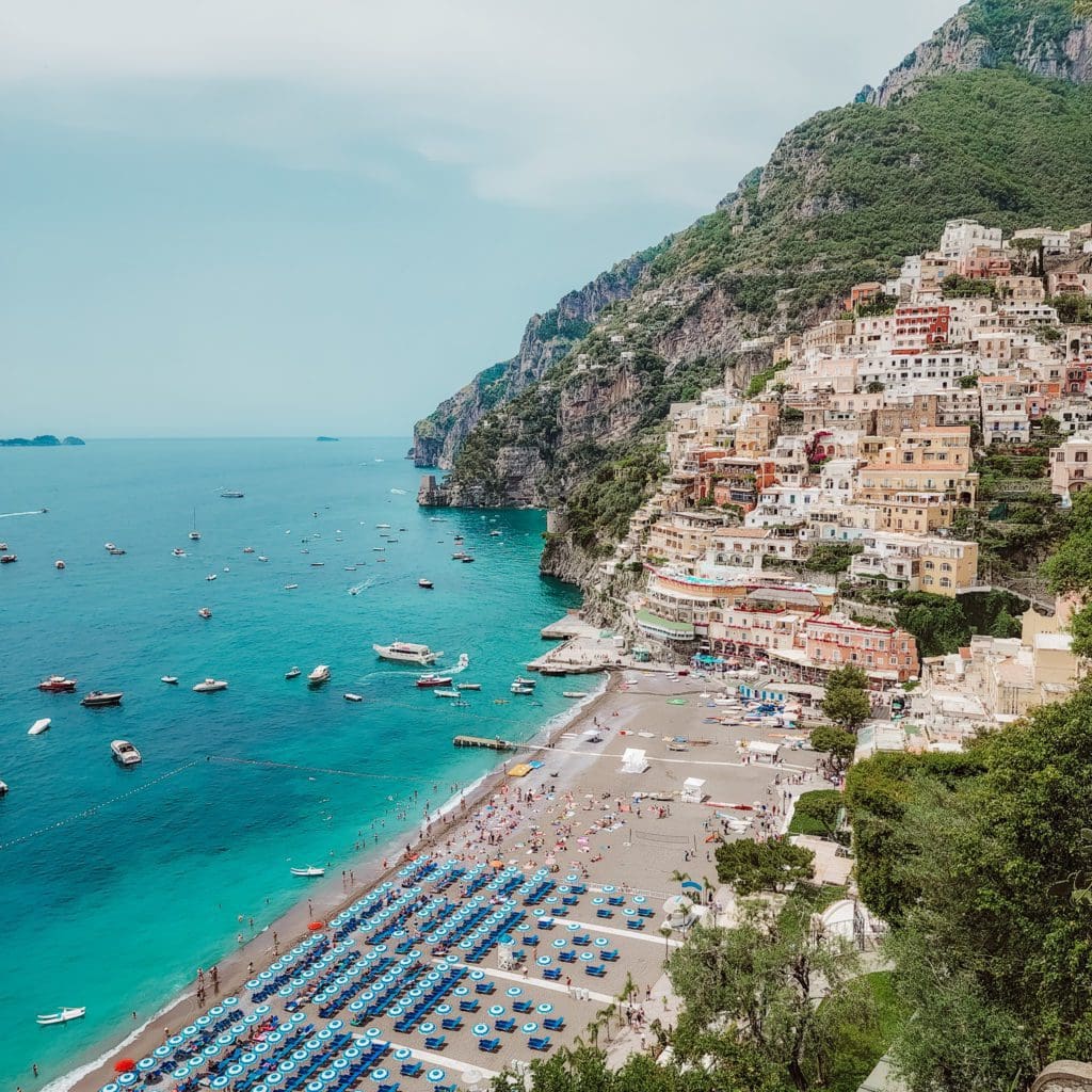 Positano sunbeds at marina grande