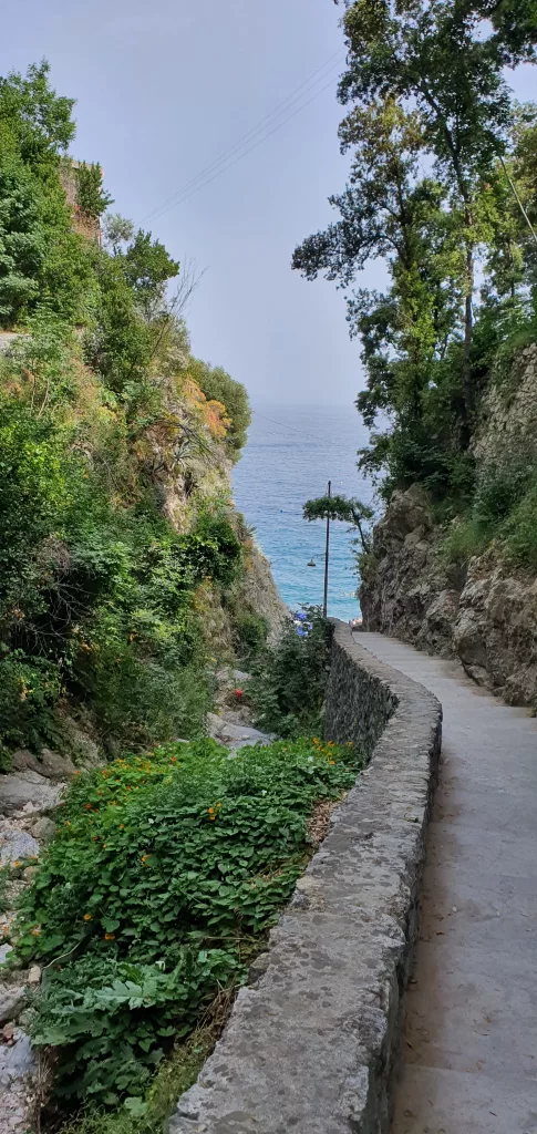 Walking to Fornillo Beach Positano on a budget