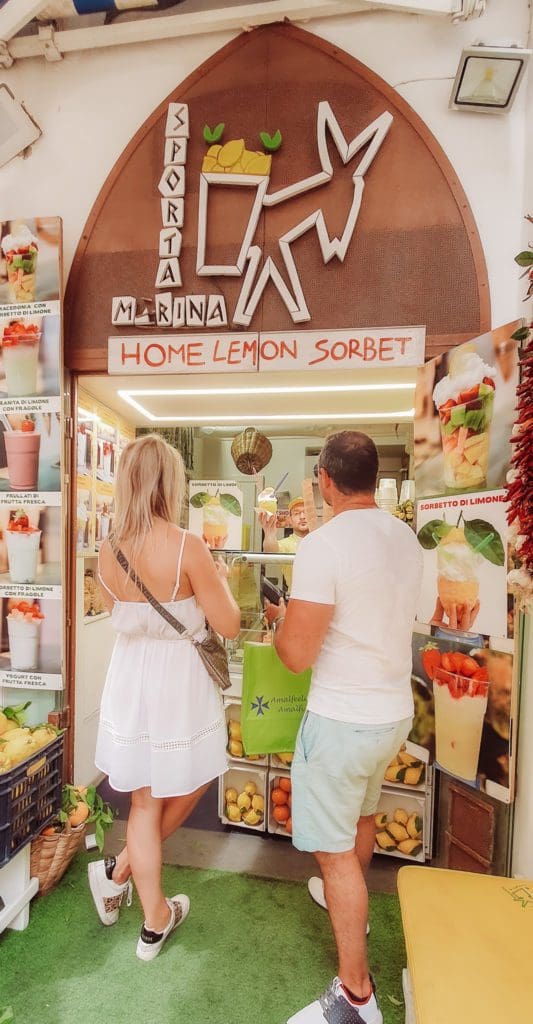 Amalfi lemon sorbet store- best things to do in Amalfi