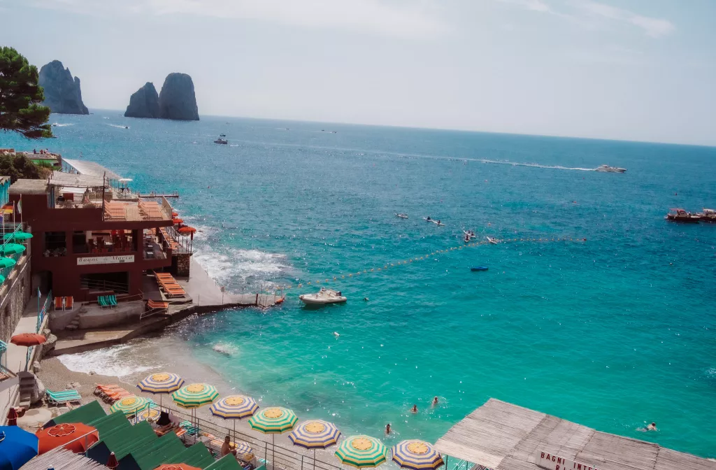 Marina Piccola beach. capri italy.