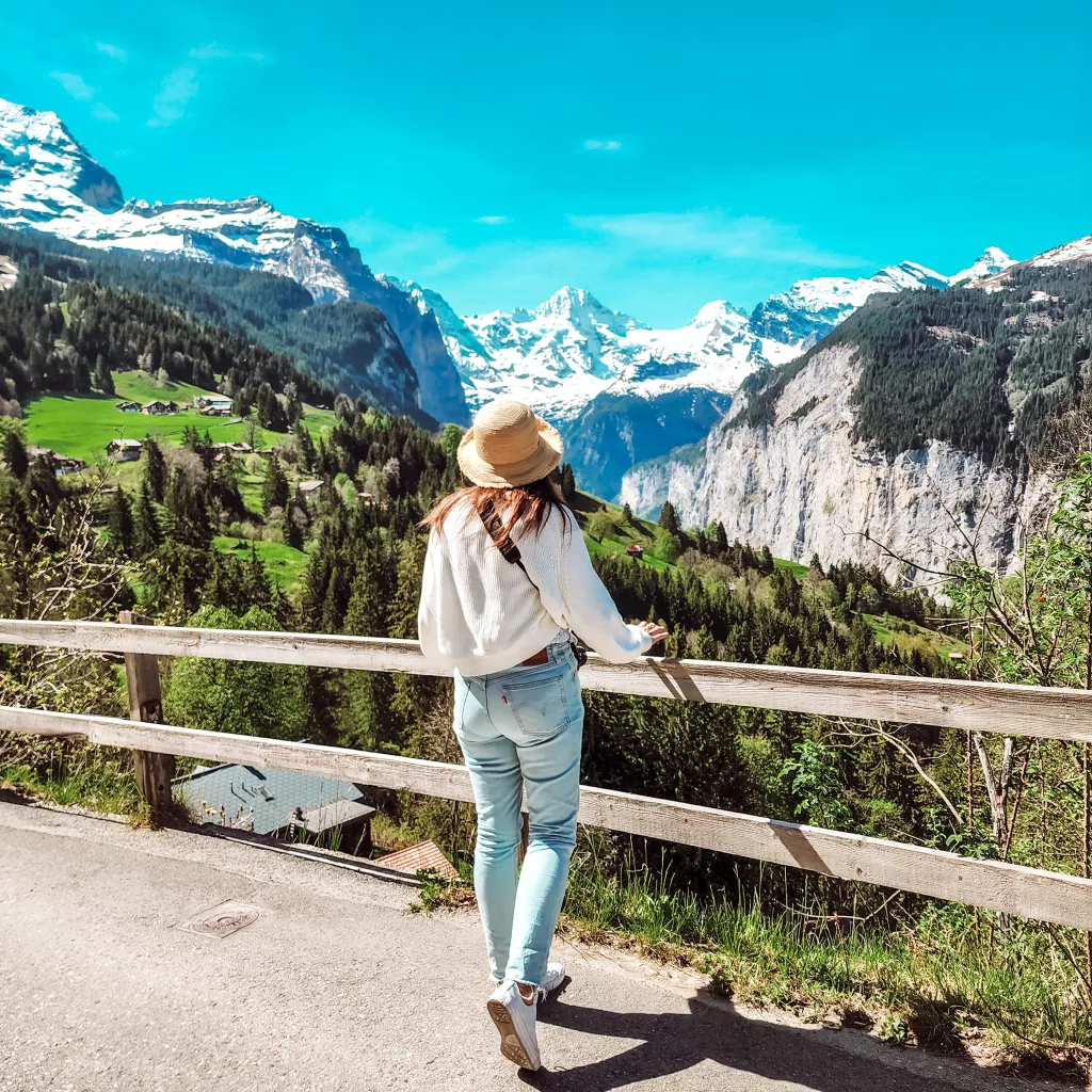 Kelly enjoying the views over Wengen, Why you should visit spectacular Lauterbrunnen Valley
