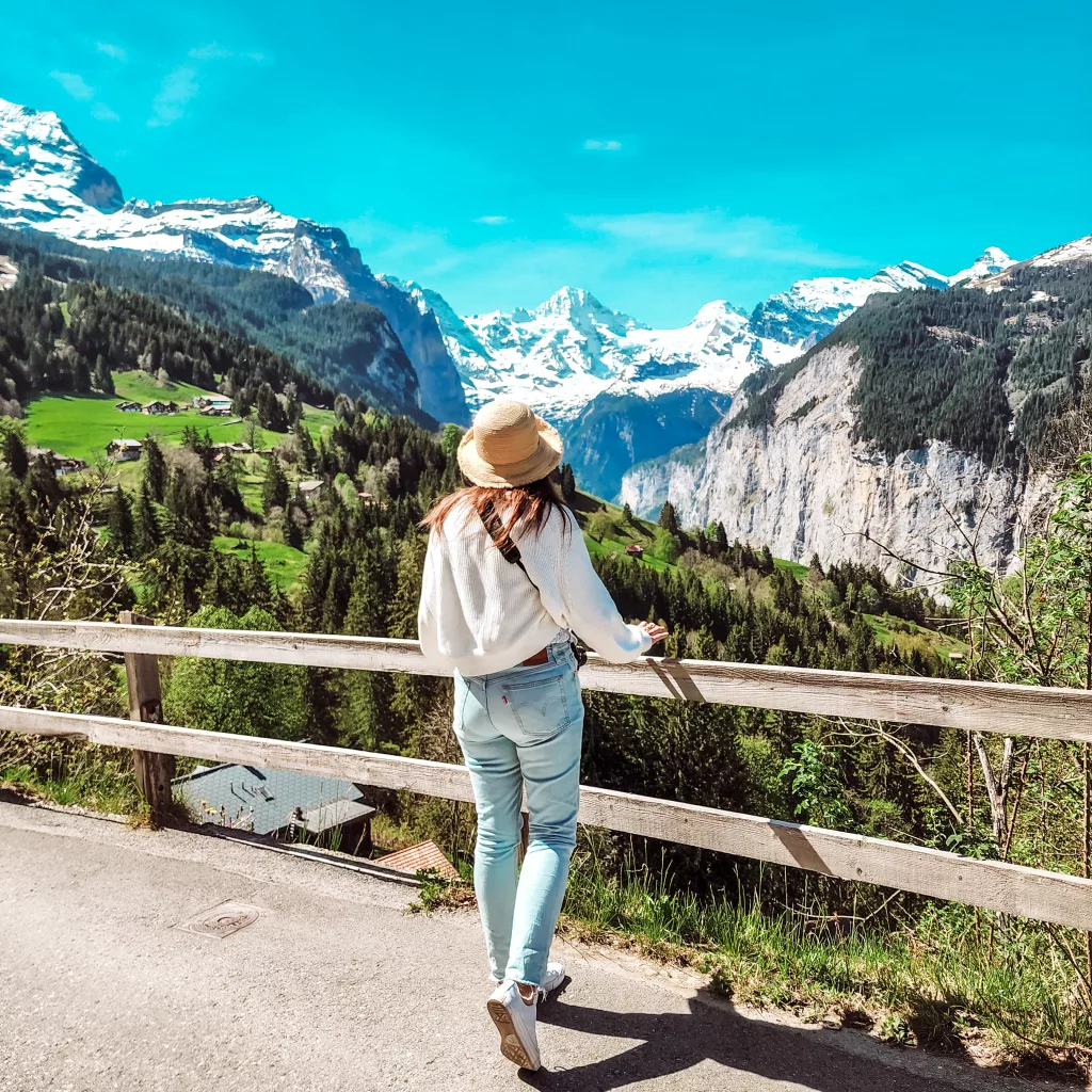 Kelly enjoying the views over Wengen