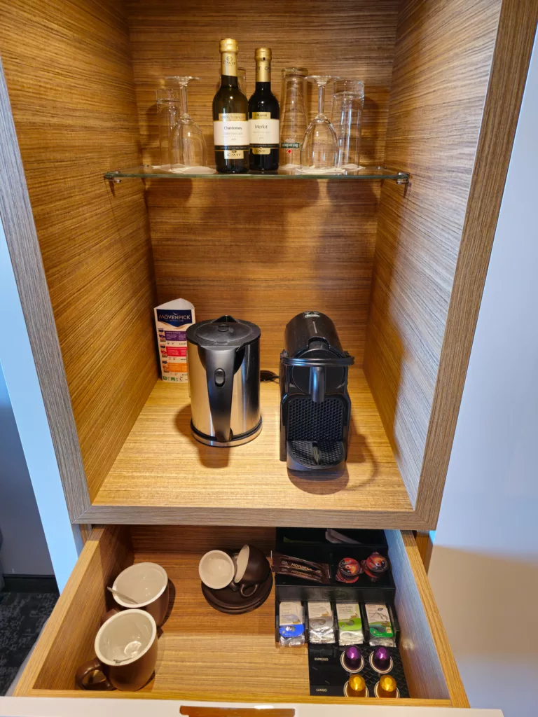 Coffee bar in room at Movenpick Amsterdam