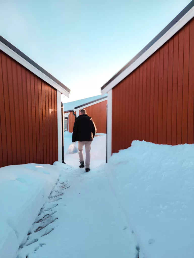 The beautiful red fisherman's cottages at Eliassen Rorbuer