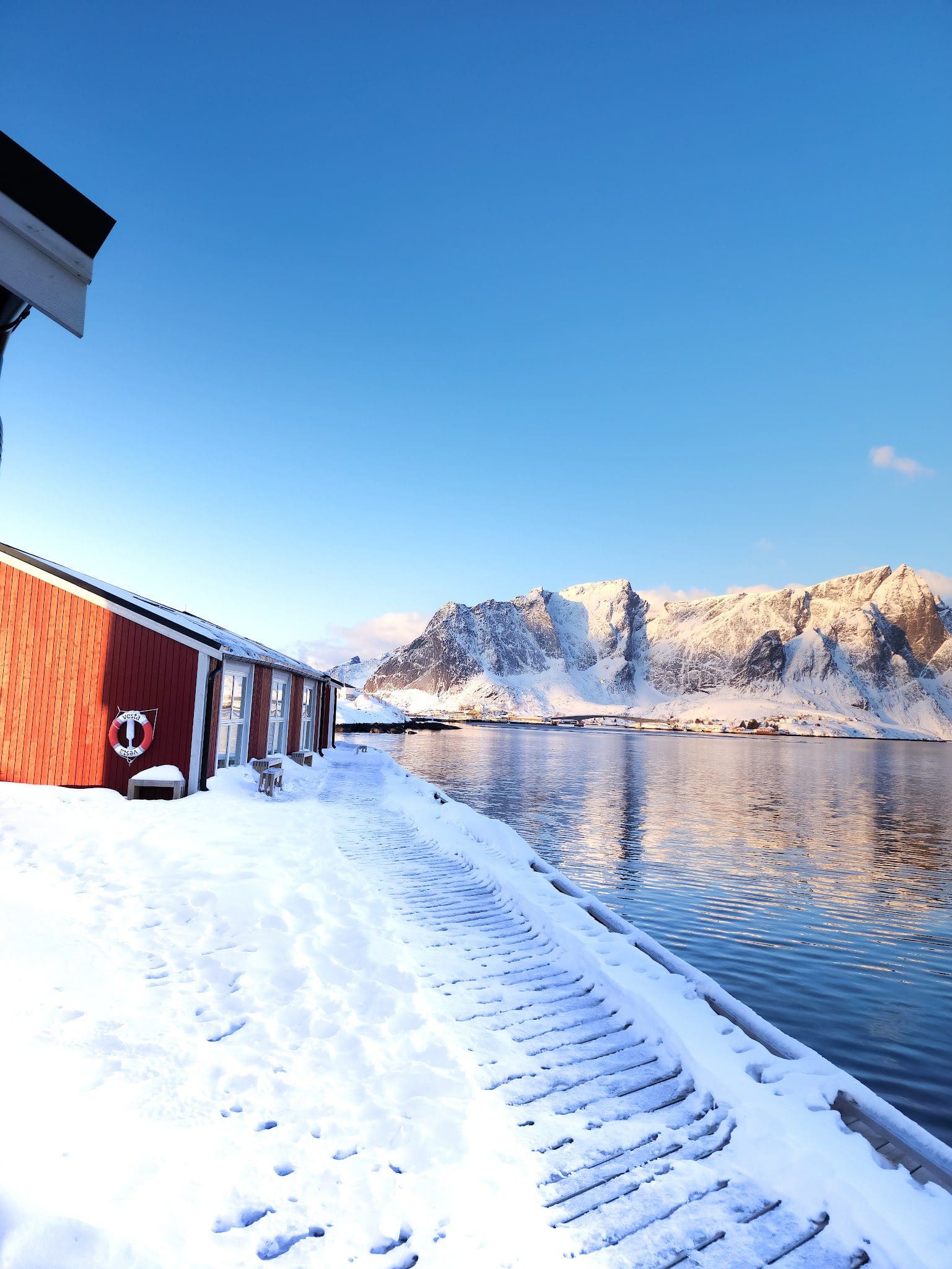 The beautiful red fisherman's cottages at Eliassen Rorbuer