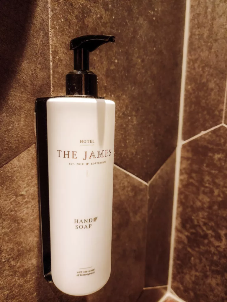 hand soap in our room at The James Hotel Rotterdam, the best hotel in Rotterdam