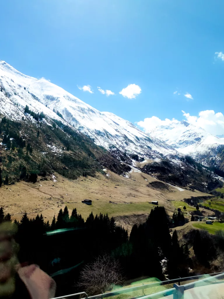 views from first class carriage on the Glacier Express