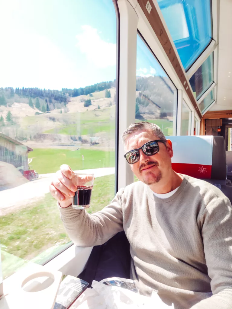 Enjoying our picnic on the Glacier Express