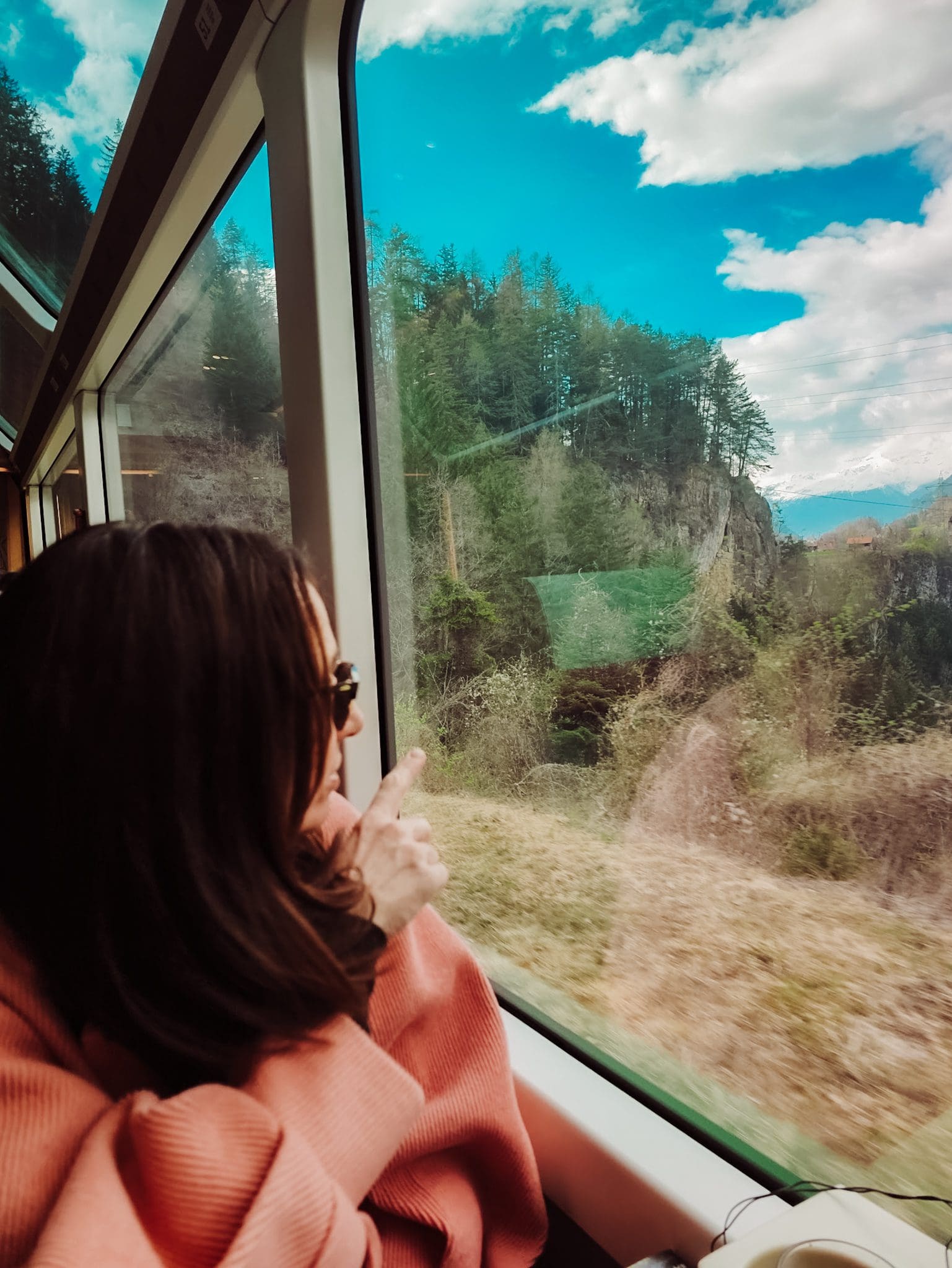 enjoying the first class carriage on the Glacier Express