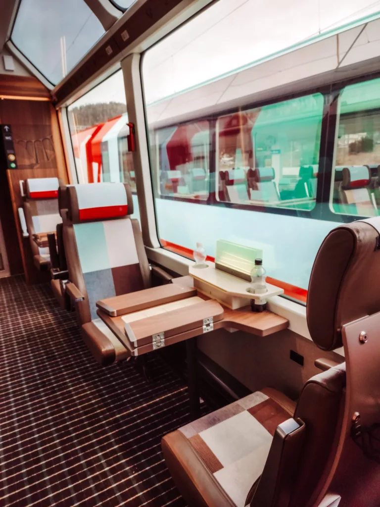 first class carriage on the Glacier Express