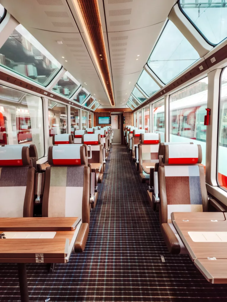 first class carriage on the Glacier Express