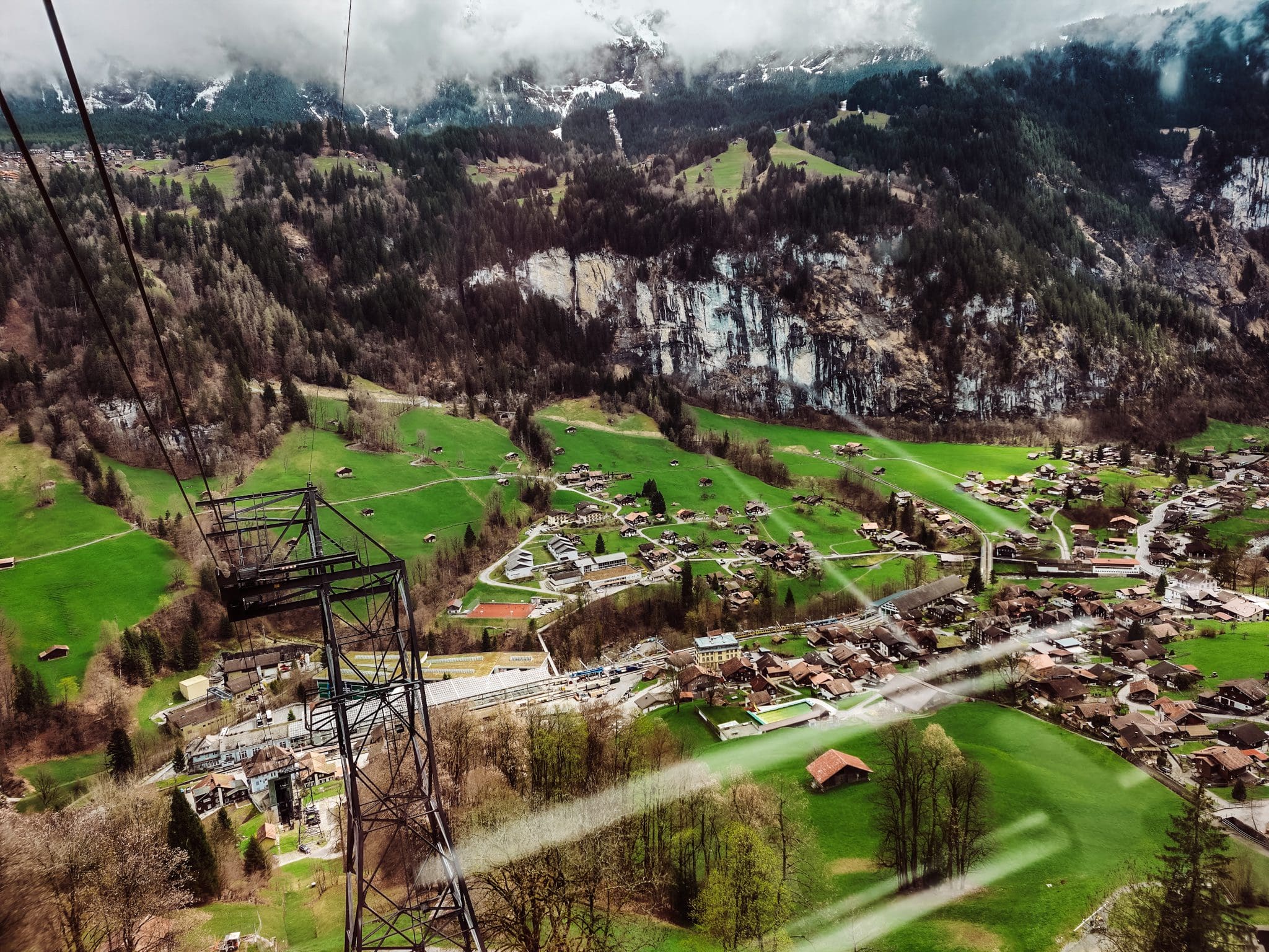 views of Lauterbrunnen as we come down the Cable car from Murren