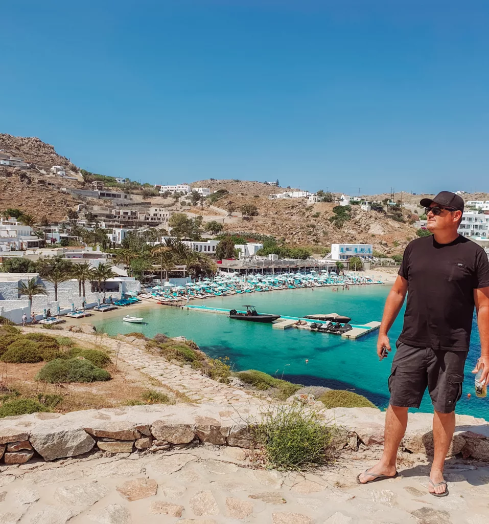 walking to the beach at Mykonos