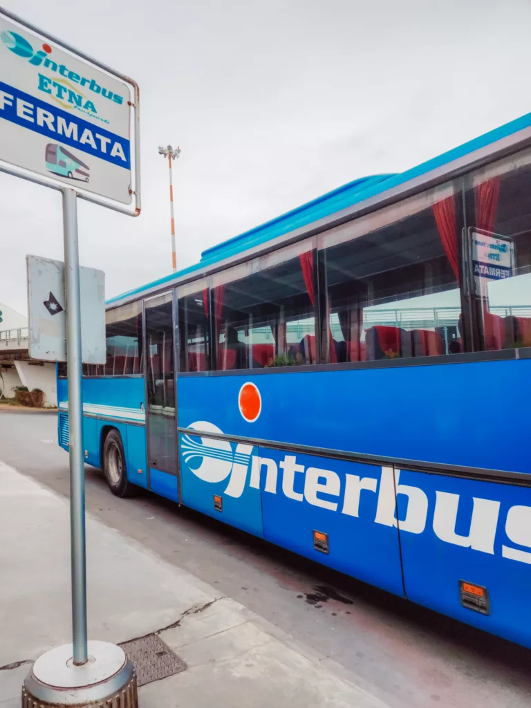 The bus and bust stop from Catania Airport to Ragusa, Sicily
