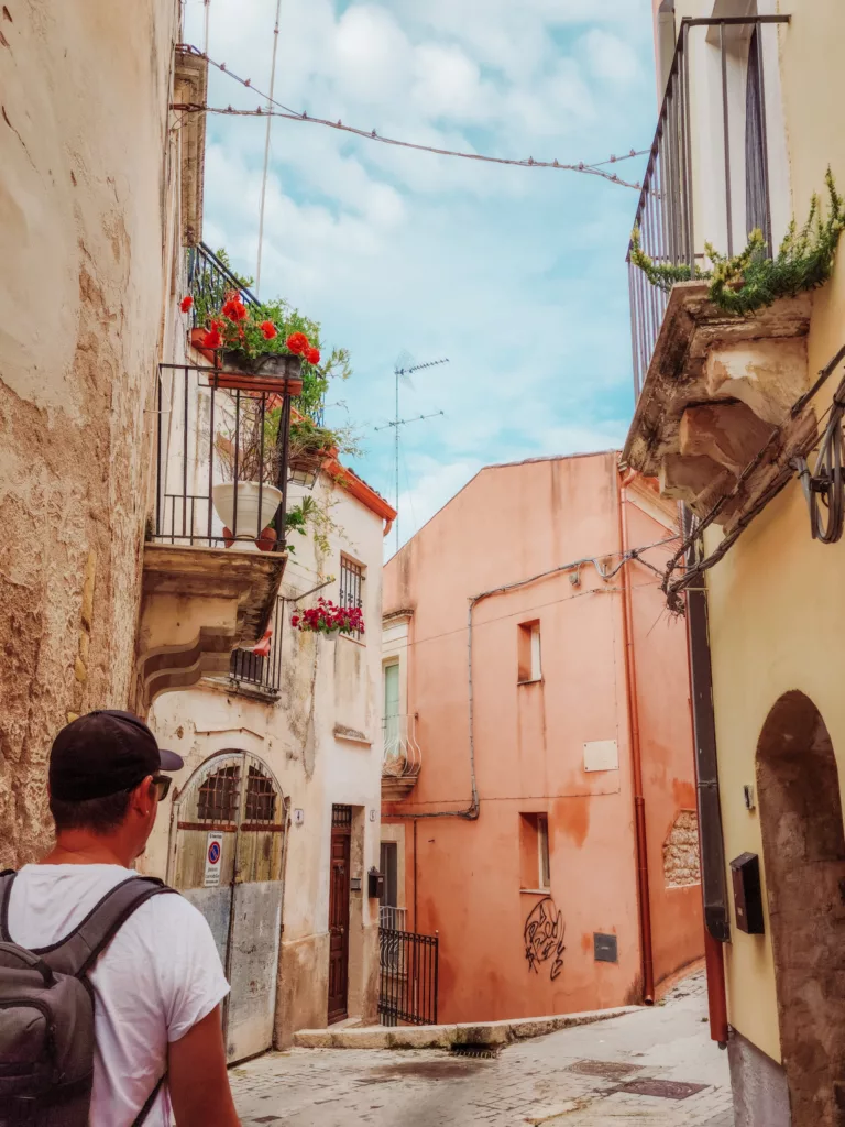 Mike walking the streets of Ragusa Ibla Sicily