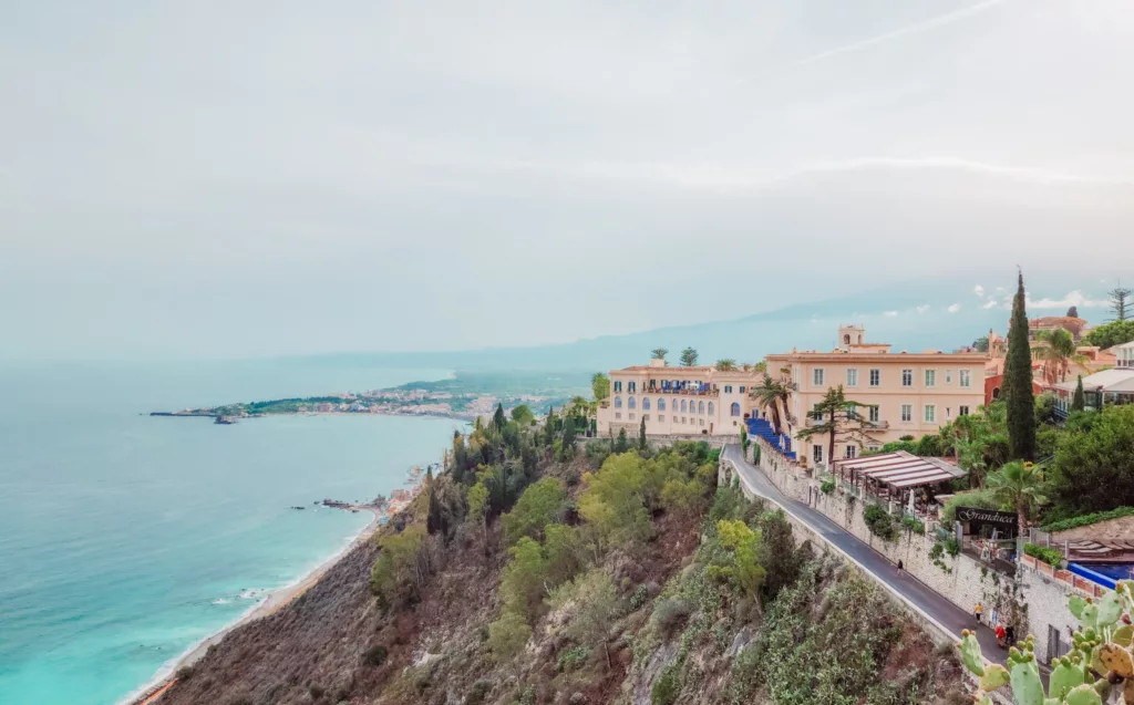 Views to the ocean from Taormina