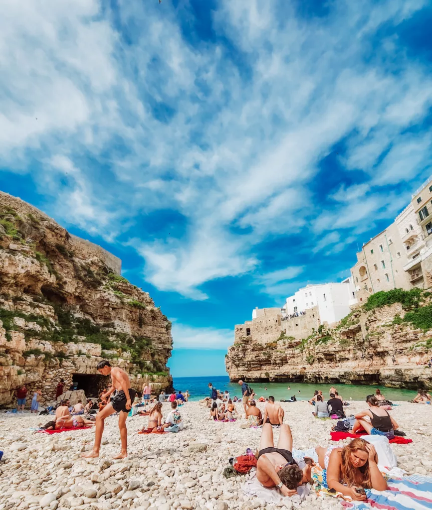 Lama Monachile is the most beautiful beach  in Polignano a Mare, Puglia
