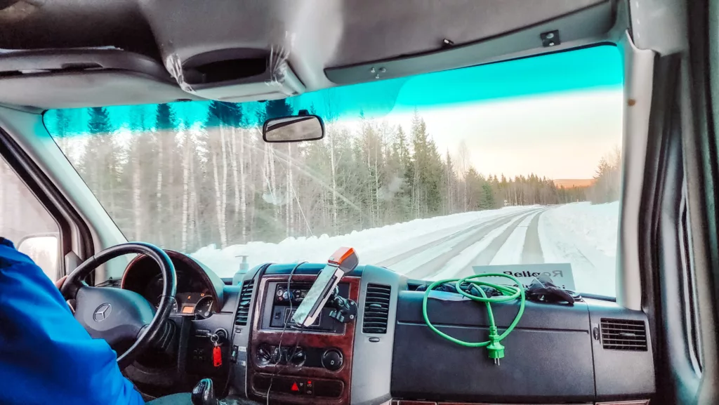 The minivan bus that goes from Pello to Rovaniemi, Lapland Finland