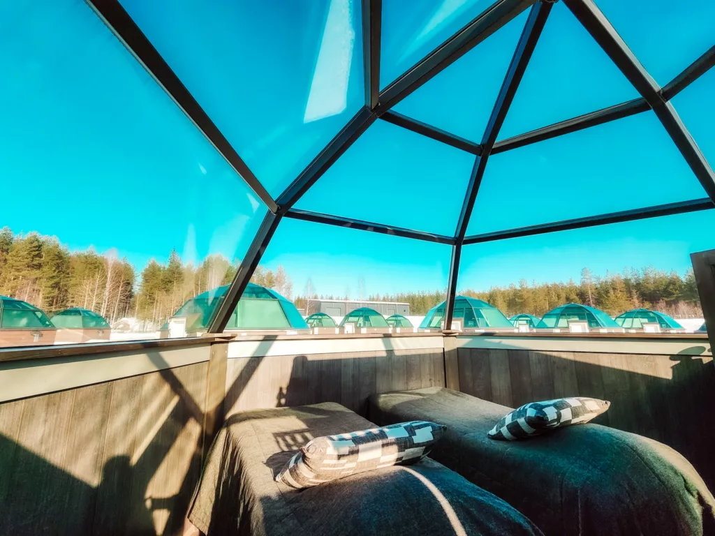 Glass igloos at Arctic Snow Hotel, Lapland Finland