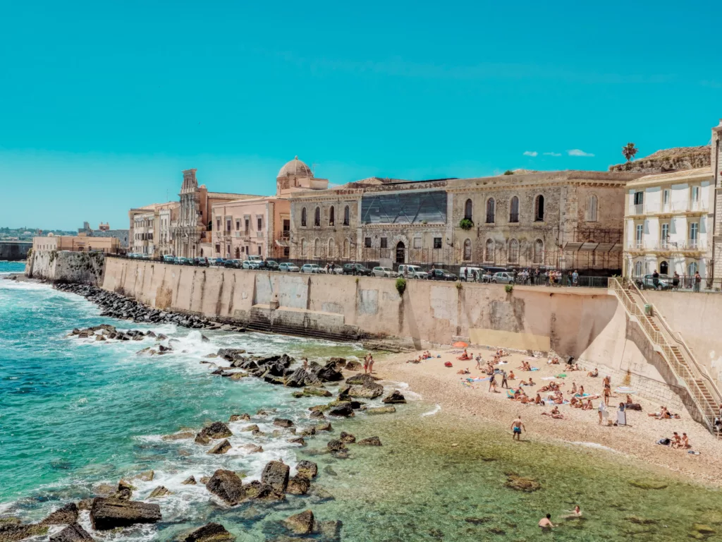 Views of the waterfront at Ortigia Siracusa Sicily Italy
