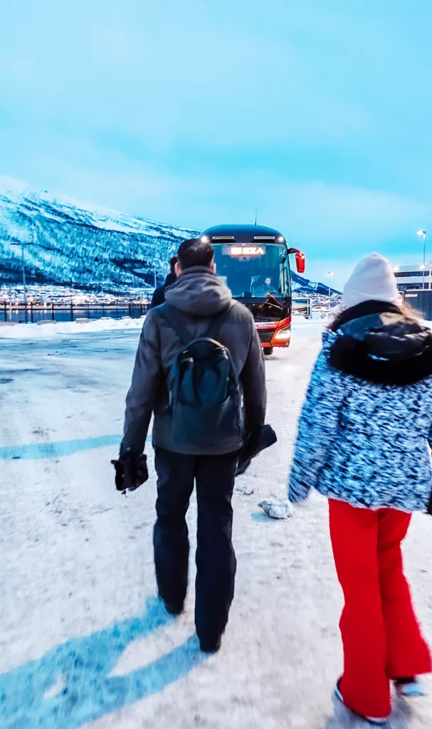 Boarding the bus to the Northern lights Best Arctic tour