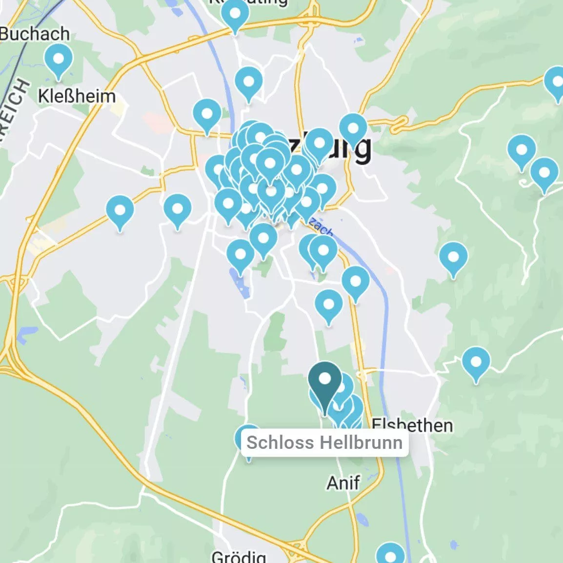 Salzburg attractions map