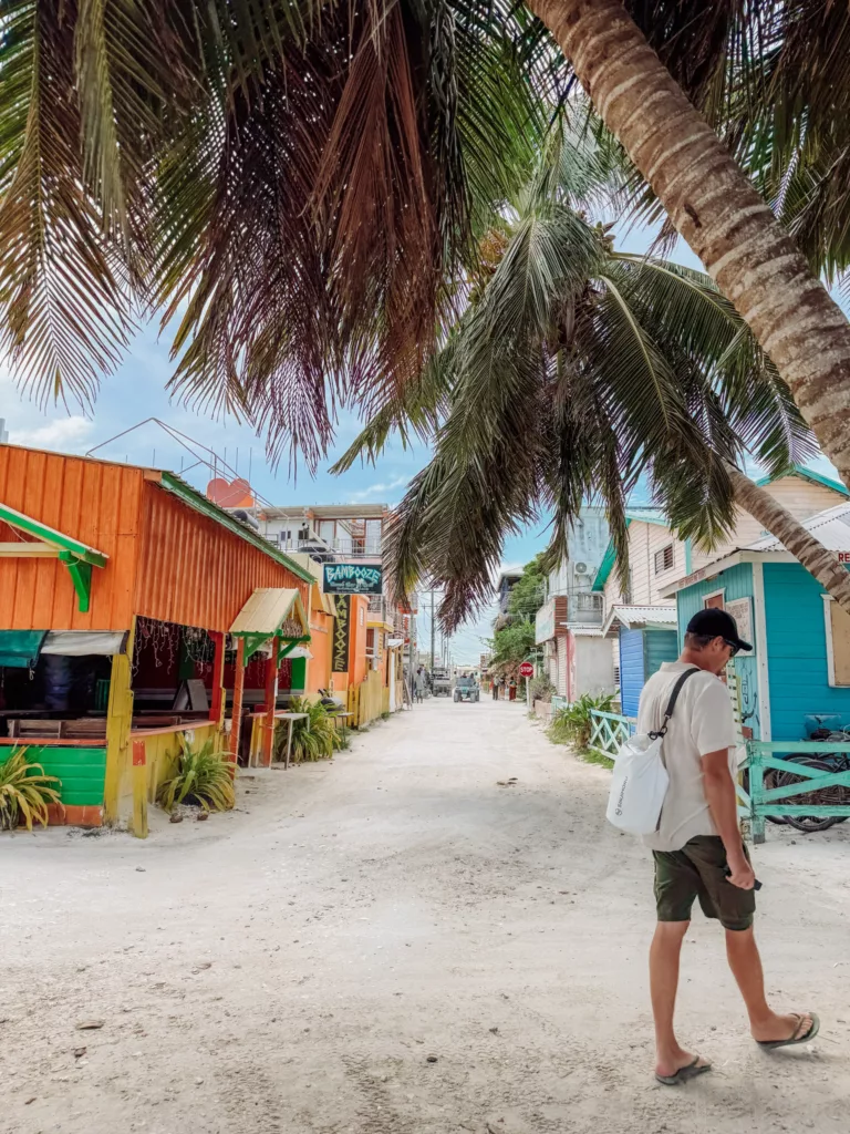 Mike strolling the sandy streets of Caye Caulker