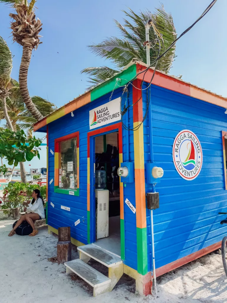 The Ragga Sailing office on Caye Caulker, this is a must do in Belize
