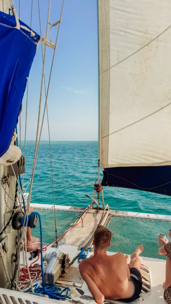 Aboard the Double Helix boat with Ragga Sailing Adventures