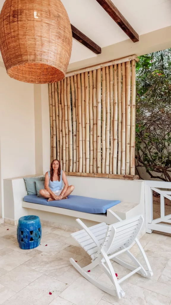 the front porch of our room at The Lodge at Jaguar Reef Belize