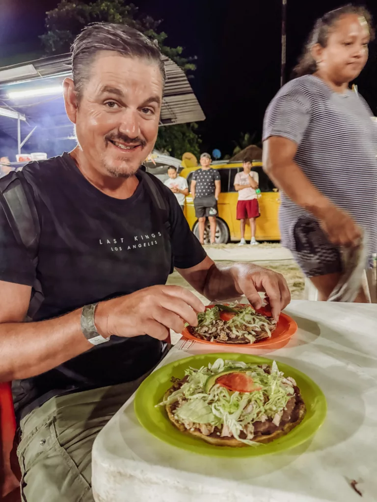 delicious sopas at our favourite street food stall in Mahahual Mexico